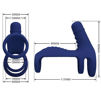 PRETTY LOVE - ANELLO VIBRANTE ELISH CON ESTENSIONE BLU - PRETTY LOVE MALE | Lingerie Harness Boutique