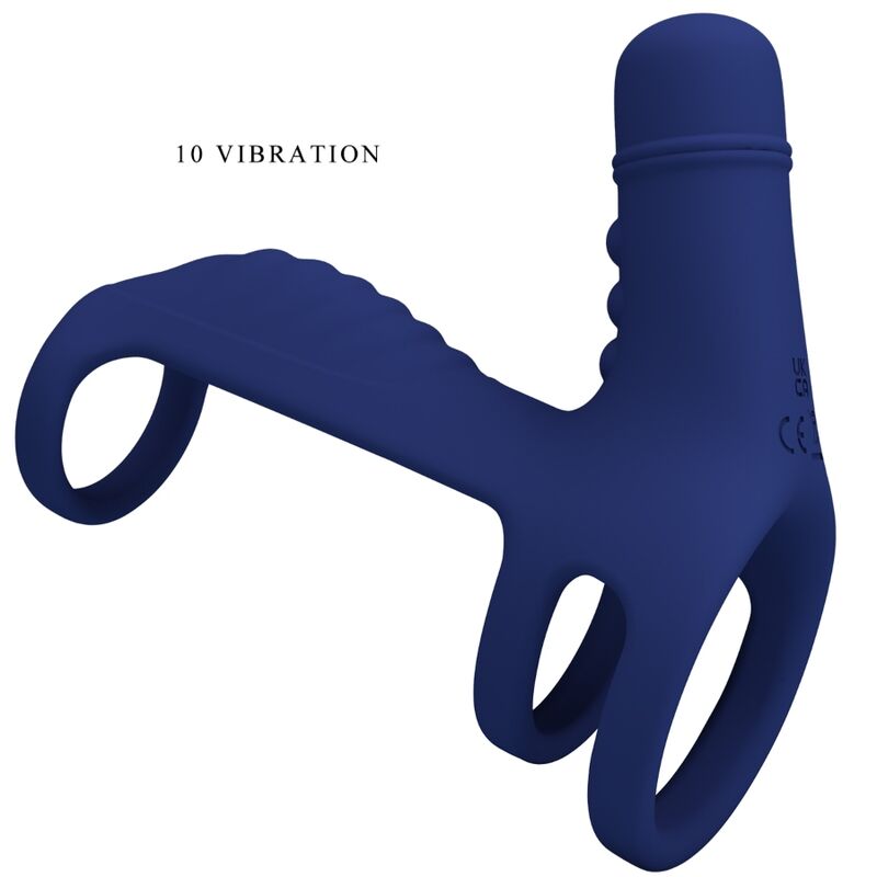 PRETTY LOVE - ANELLO VIBRANTE ELISH CON ESTENSIONE BLU - PRETTY LOVE MALE | Lingerie Harness Boutique