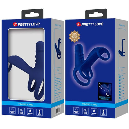 PRETTY LOVE - ANELLO VIBRANTE ELISH CON ESTENSIONE BLU - PRETTY LOVE MALE | Lingerie Harness Boutique
