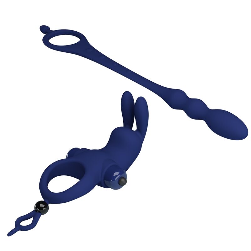 PRETTY LOVE - AYAD ANELLO VIBRATORE RABBIT CON SPINA BLU - PRETTY LOVE MALE | Lingerie Harness Boutique