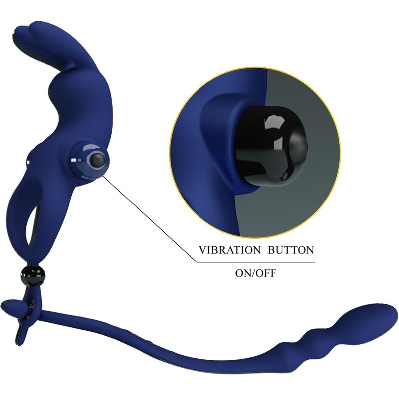 PRETTY LOVE - AYAD ANELLO VIBRATORE RABBIT CON SPINA BLU - PRETTY LOVE MALE | Lingerie Harness Boutique