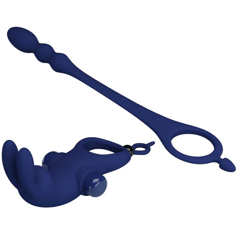 PRETTY LOVE - AYAD ANELLO VIBRATORE RABBIT CON SPINA BLU - PRETTY LOVE MALE | Lingerie Harness Boutique