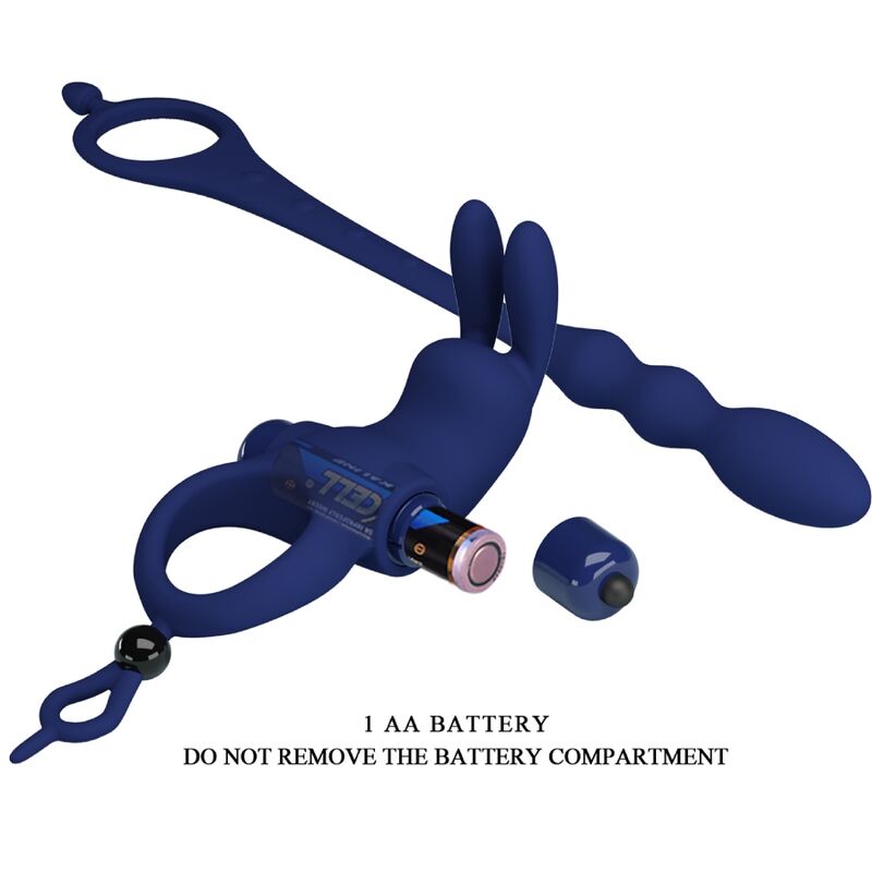 PRETTY LOVE - AYAD ANELLO VIBRATORE RABBIT CON SPINA BLU - PRETTY LOVE MALE | Lingerie Harness Boutique