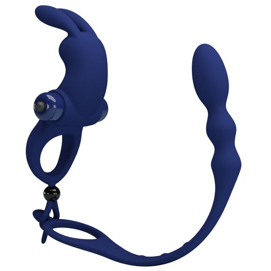 PRETTY LOVE - AYAD ANELLO VIBRATORE RABBIT CON SPINA BLU - PRETTY LOVE MALE | Lingerie Harness Boutique