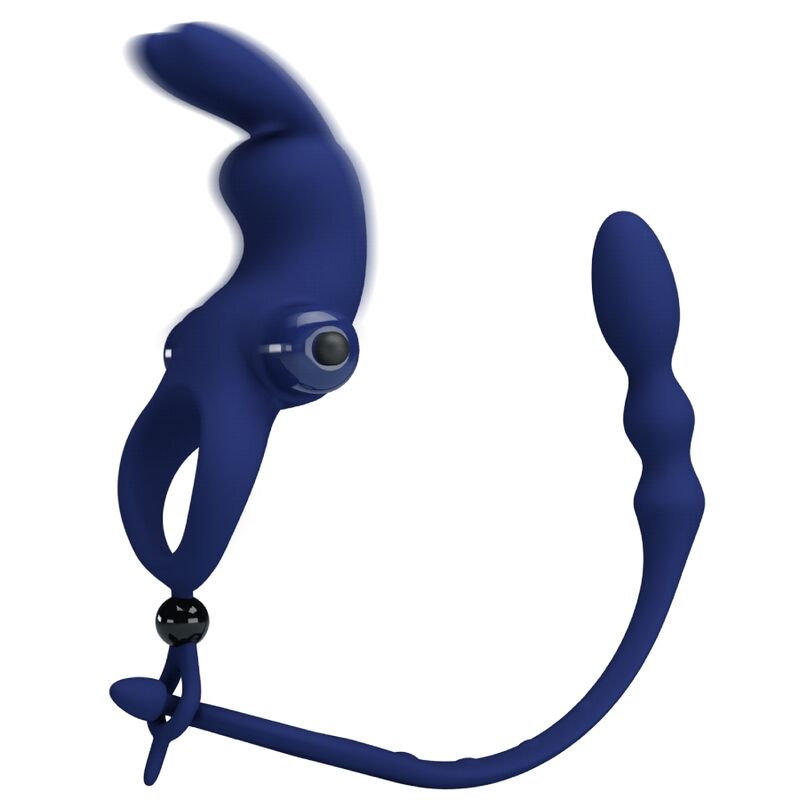 PRETTY LOVE - AYAD ANELLO VIBRATORE RABBIT CON SPINA BLU - PRETTY LOVE MALE | Lingerie Harness Boutique