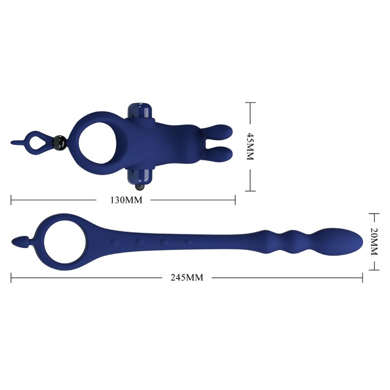PRETTY LOVE - AYAD ANELLO VIBRATORE RABBIT CON SPINA BLU - PRETTY LOVE MALE | Lingerie Harness Boutique