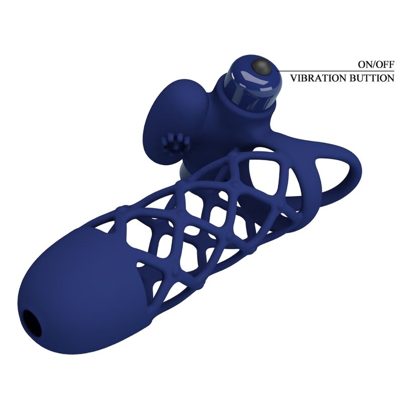 PRETTY LOVE - GIANN ANELLO VIBRATORE CON GUAINA IN SILICONE BLU - PRETTY LOVE MALE | Lingerie Harness Boutique