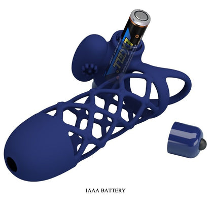 PRETTY LOVE - GIANN ANELLO VIBRATORE CON GUAINA IN SILICONE BLU - PRETTY LOVE MALE | Lingerie Harness Boutique