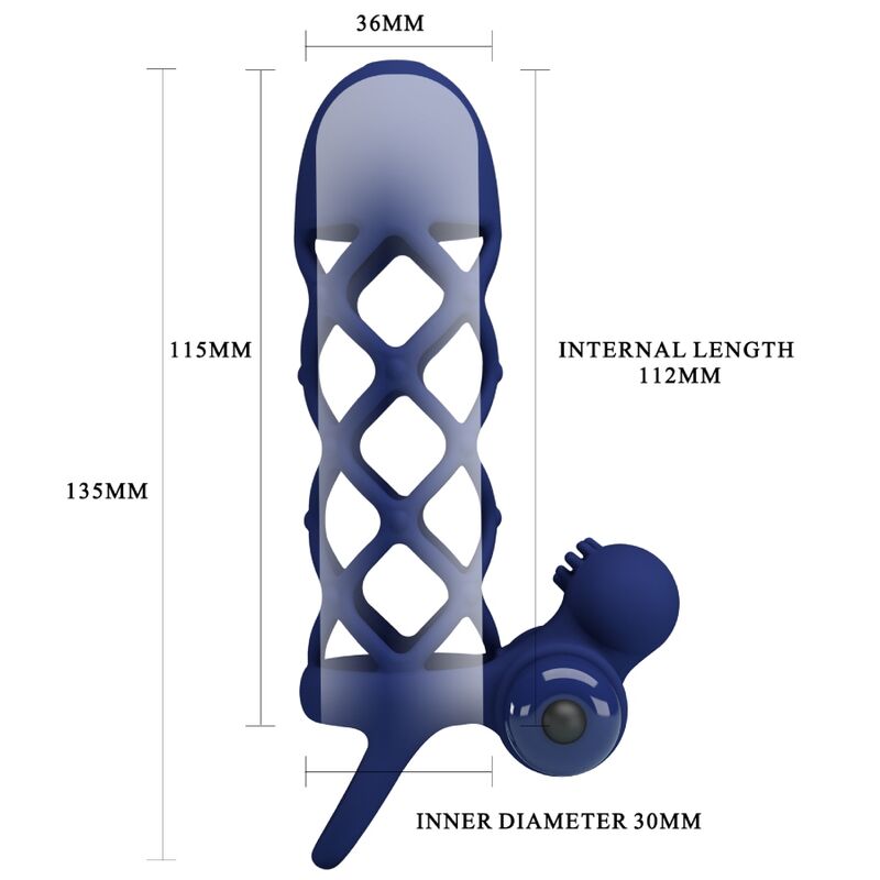 PRETTY LOVE - GIANN ANELLO VIBRATORE CON GUAINA IN SILICONE BLU - PRETTY LOVE MALE | Lingerie Harness Boutique