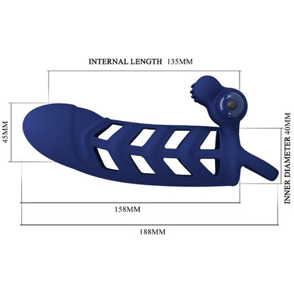 PRETTY LOVE - ALTAF ANELLO VIBRATORE CON GUAINA IN SILICONE BLU - PRETTY LOVE MALE | Lingerie Harness Boutique