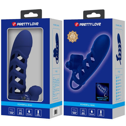 PRETTY LOVE - ALTAF ANELLO VIBRATORE CON GUAINA IN SILICONE BLU - PRETTY LOVE MALE | Lingerie Harness Boutique