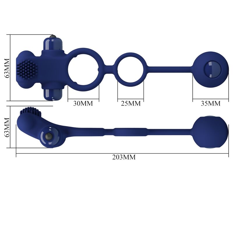 PRETTY LOVE - REMINGTON DOPPIO ANELLO VIBRANTE CON SPINA BLU - PRETTY LOVE MALE | Lingerie Harness Boutique