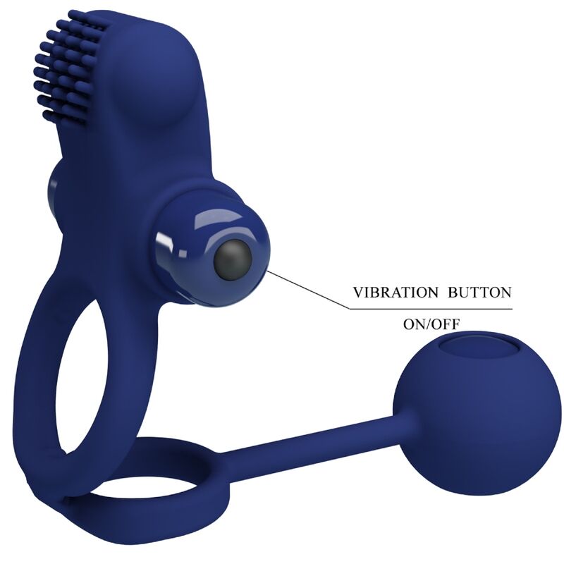 PRETTY LOVE - REMINGTON DOPPIO ANELLO VIBRANTE CON SPINA BLU - PRETTY LOVE MALE | Lingerie Harness Boutique