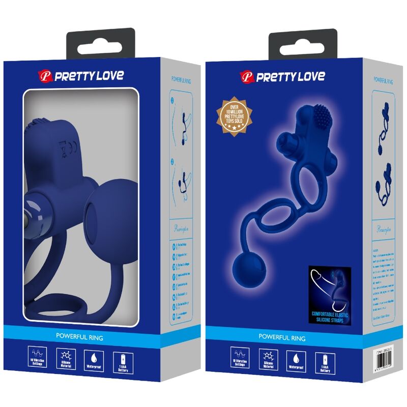 PRETTY LOVE - REMINGTON DOPPIO ANELLO VIBRANTE CON SPINA BLU - PRETTY LOVE MALE | Lingerie Harness Boutique