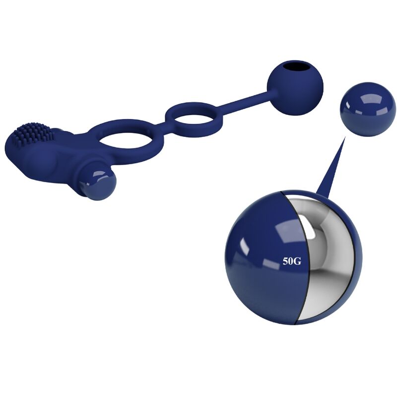 PRETTY LOVE - REMINGTON DOPPIO ANELLO VIBRANTE CON SPINA BLU - PRETTY LOVE MALE | Lingerie Harness Boutique