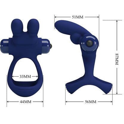 PRETTY LOVE - FRANCISCO ANELLO VIBRANTE DOPPIO BLU CONIGLIO - PRETTY LOVE MALE | Lingerie Harness Boutique