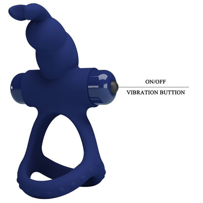 PRETTY LOVE - LUCHITO ANELLO VIBRANTE DOPPIO CONIGLIO BLU - PRETTY LOVE MALE | Lingerie Harness Boutique