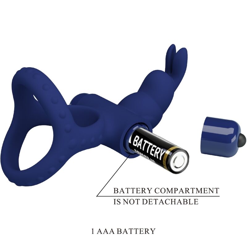 PRETTY LOVE - LUCHITO ANELLO VIBRANTE DOPPIO CONIGLIO BLU - PRETTY LOVE MALE | Lingerie Harness Boutique
