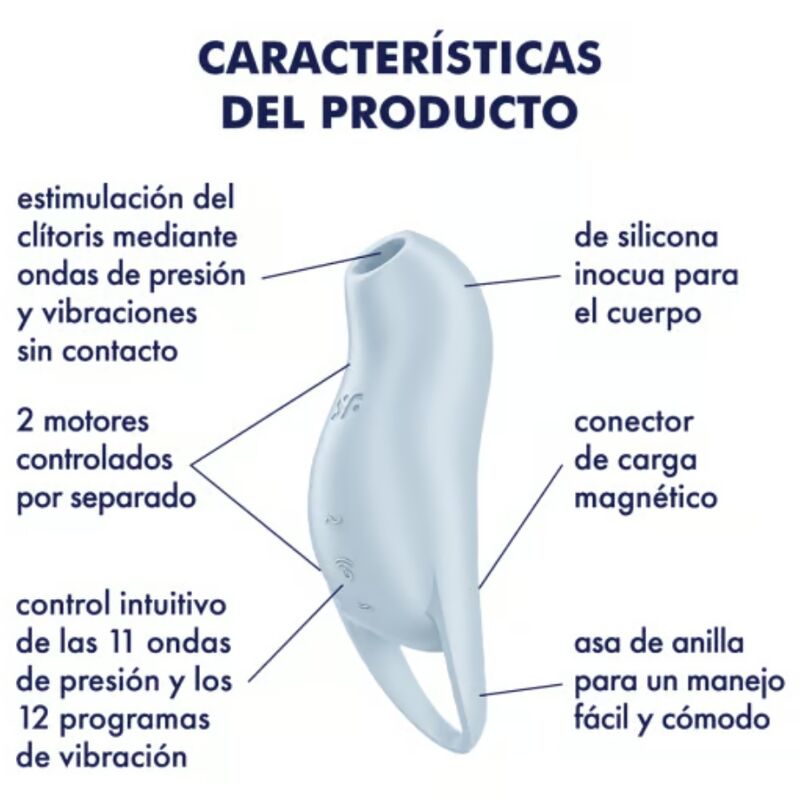 SATISFYER - POCKET PRO 1 STIMOLATORE CLITORIDE AZZURRO - SATISFYER AIR PULSE | Lingerie Harness Boutique