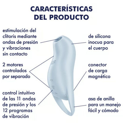 SATISFYER - POCKET PRO 1 STIMOLATORE CLITORIDE AZZURRO - SATISFYER AIR PULSE | Lingerie Harness Boutique