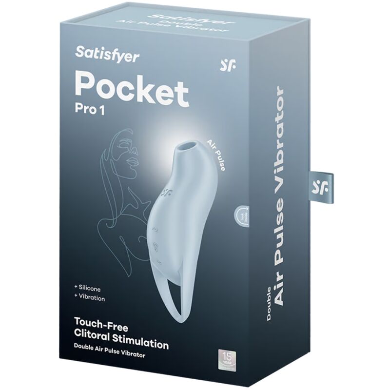 SATISFYER - POCKET PRO 1 STIMOLATORE CLITORIDE AZZURRO - SATISFYER AIR PULSE | Lingerie Harness Boutique