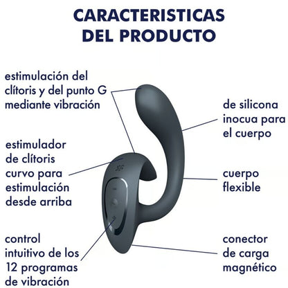 SATISFYER - G FOR GODDESS 1 VIBRATORE CONIGLIO GRIGIO SCURO - SATISFYER VIBRATOR | Lingerie Harness Boutique