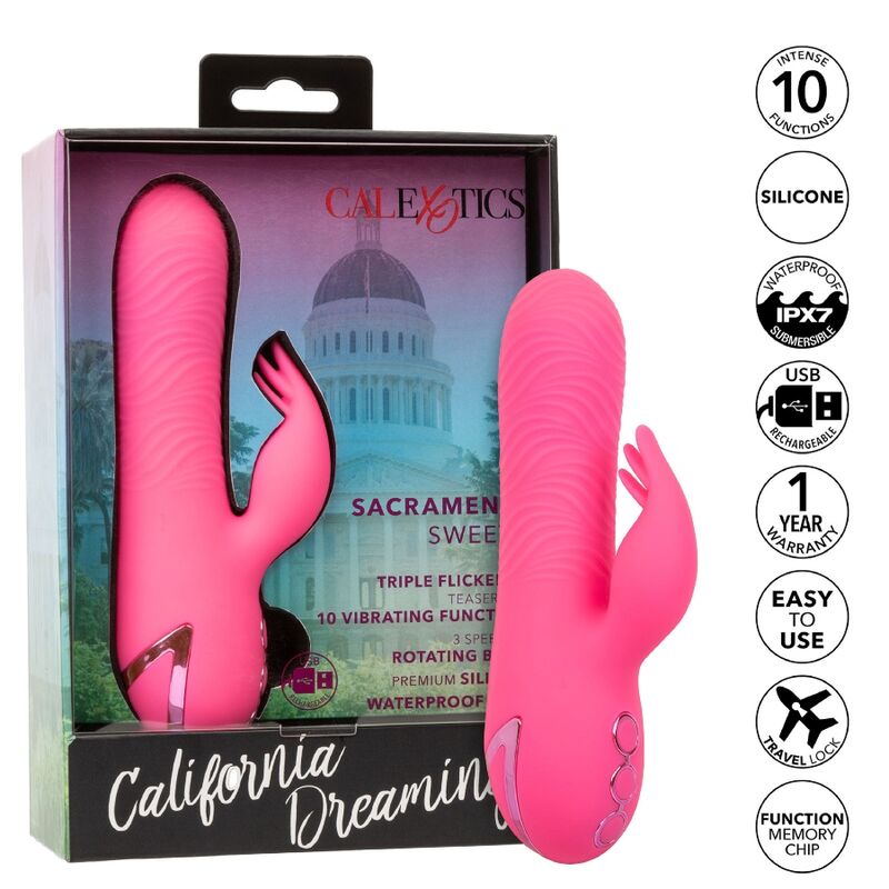 CALEXOTICS - SACRAMENTO SWEETIE VIBRATORE RABBIT PINK BY CALIFORNIA DREAMING - CALEXOTICS | Lingerie Harness Boutique