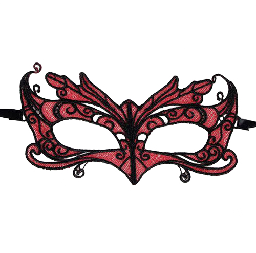 QUEEN LINGERIE - MASCHERA IN PIZZO CON DETTAGLI ROSSI - QUEEN LINGERIE | Lingerie Harness Boutique