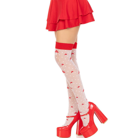 LEG AVENUE - CALZINI A FUNGO ROSSO/BIANCO - LEG AVENUE HOSIERY | Lingerie Harness Boutique