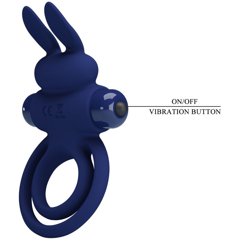 PRETTY LOVE - DAREY DOPPIO ANELLO VIBRANTE CONIGLIO BLU - PRETTY LOVE MALE | Lingerie Harness Boutique
