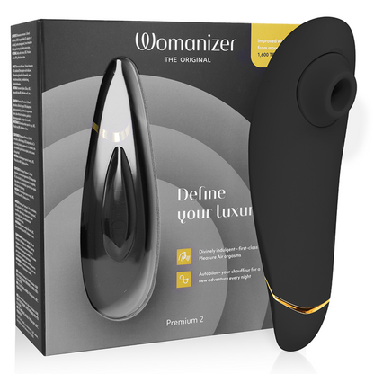 WOMANIZER - PREMIUM 2 STIMOLATORE CLITORALE NERO - WOMANIZER | Lingerie Harness Boutique