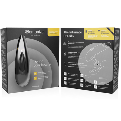 WOMANIZER - PREMIUM 2 STIMOLATORE CLITORALE NERO - WOMANIZER | Lingerie Harness Boutique