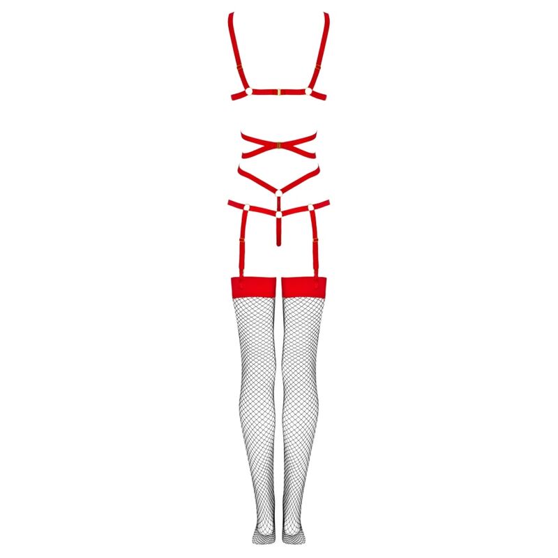 LIVCO CORSETTI FASHION - THIARA LC 20213 SET BODY + CALZE ROSSO L/XL - LIVCO CORSETTI SETS | Lingerie Harness Boutique