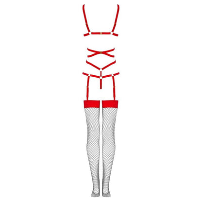 LIVCO CORSETTI FASHION - THIARA LC 20213 SET BODY + CALZE ROSSO L/XL - LIVCO CORSETTI SETS | Lingerie Harness Boutique