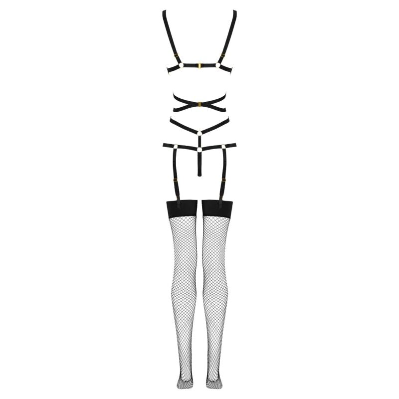 LIVCO CORSETTI FASHION - THIARA LC 20213 SET BODY + CALZE NERO L/XL - LIVCO CORSETTI SETS | Lingerie Harness Boutique