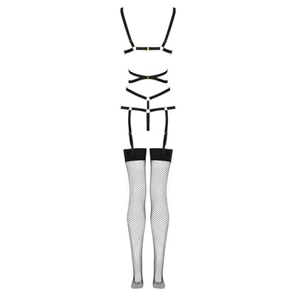 LIVCO CORSETTI FASHION - THIARA LC 20213 SET BODY + CALZE NERO L/XL - LIVCO CORSETTI SETS | Lingerie Harness Boutique