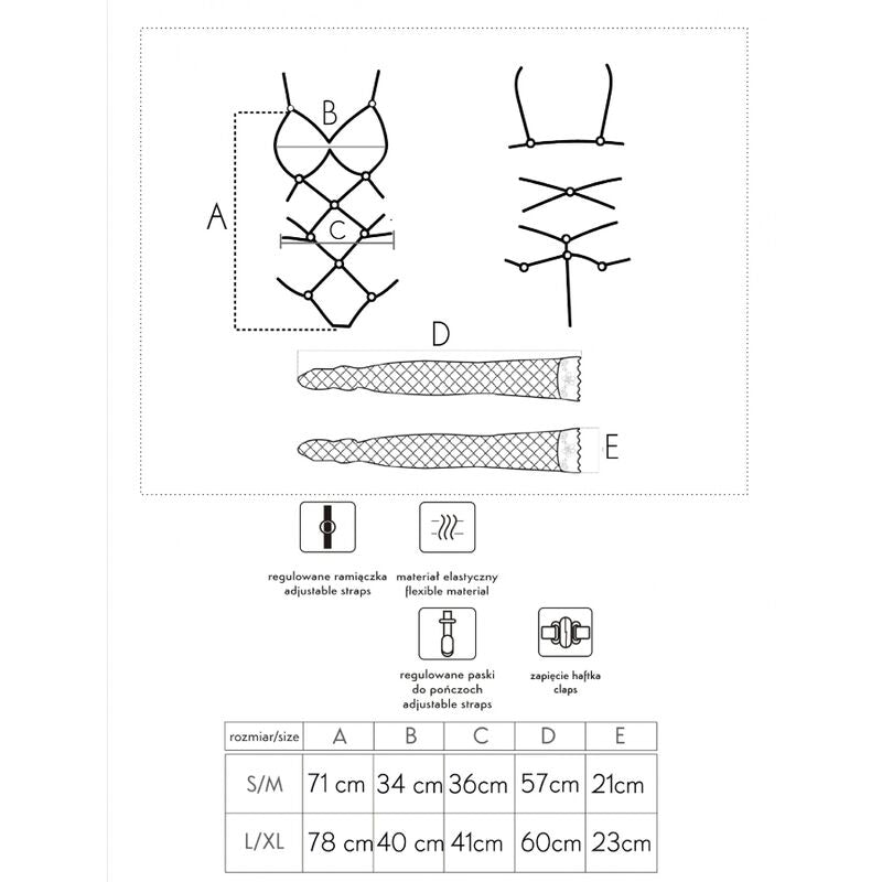 LIVCO CORSETTI FASHION - THIARA LC 20213 SET BODY + CALZE NERO L/XL - LIVCO CORSETTI SETS | Lingerie Harness Boutique