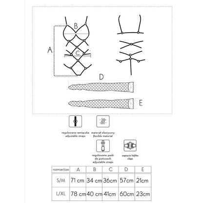 LIVCO CORSETTI FASHION - THIARA LC 20213 SET BODY + CALZE NERO L/XL - LIVCO CORSETTI SETS | Lingerie Harness Boutique