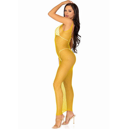 LEG AVENUE - ABITO LUNGO IN RETE GIALLO TAGLIA UNICA - LEG AVENUE DRESSES | Lingerie Harness Boutique