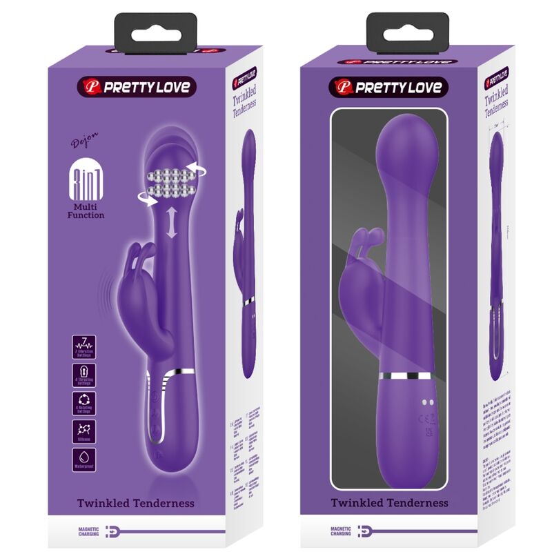 PRETTY LOVE - DEJON 3 IN 1 MULTIFUNCTIONAL RABBIT VIBRATOR PURPLE