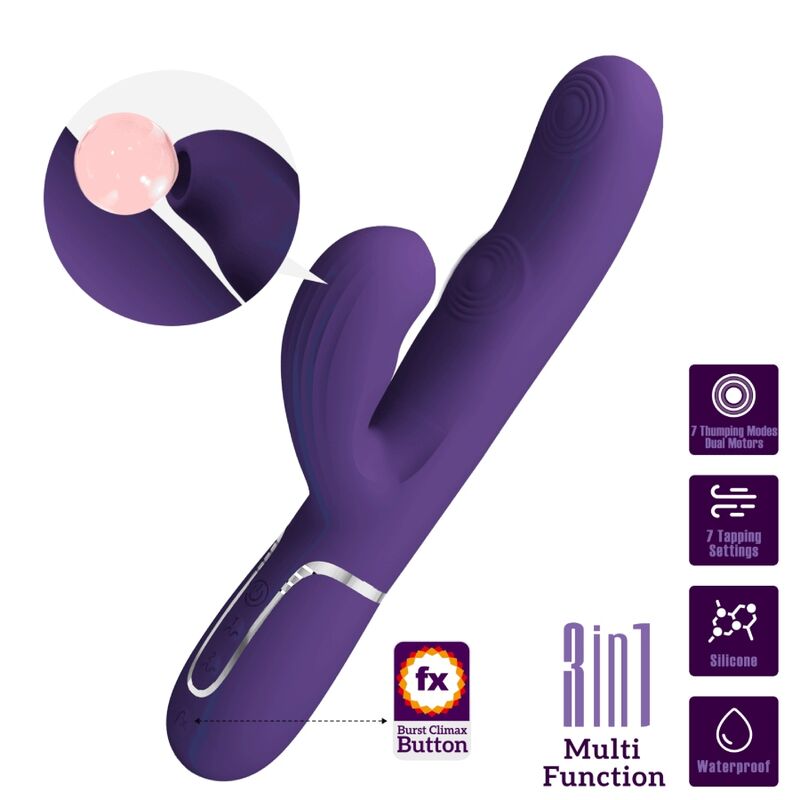 PRETTY LOVE - PERLITA VIBRATORE G-SPOT 3 IN 1 MULTIFUNZIONE VIOLA - PRETTY LOVE FLIRTATION | Lingerie Harness Boutique