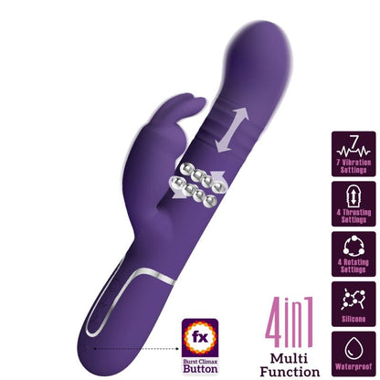 PRETTY LOVE - COALE VIBRATORE CONIGLIO CARBONE 4 EN 1 VIOLA - PRETTY LOVE FLIRTATION | Lingerie Harness Boutique
