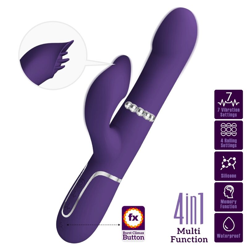 PRETTY LOVE - ZALIN PERLE VIBRATORE CONIGLIO 4 EN 1 VIOLA - PRETTY LOVE FLIRTATION | Lingerie Harness Boutique