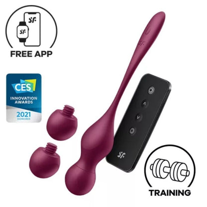 SATISFYER - LOVE BIRDS VARY SFERE VIBRANTI APP GRATUITA WINE ROSSO - SATISFYER VIBRATOR | Lingerie Harness Boutique