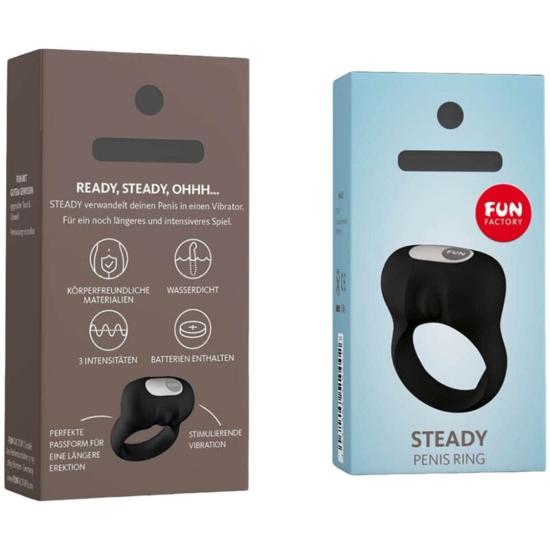 FUN FACTORY - STEADY ANELLO PER IL CAZZO A VIBRAZIONE NERO - FUN FACTORY | Lingerie Harness Boutique