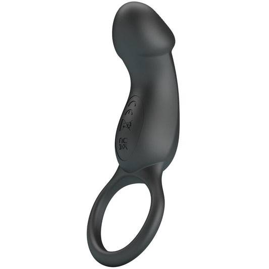 PRETTY LOVE - TRAE ANELLO VIBRANTE CON STIMOLATORE NERO - PRETTY LOVE MALE | Lingerie Harness Boutique