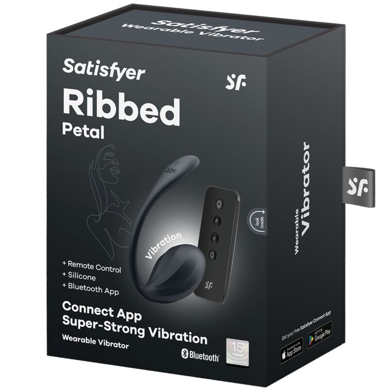 SATISFYER - RIBBED PETAL STIMOLATORE PUNTO G TELECOMANDO NERO APP GRATUITA - SATISFYER PARTNER | Lingerie Harness Boutique