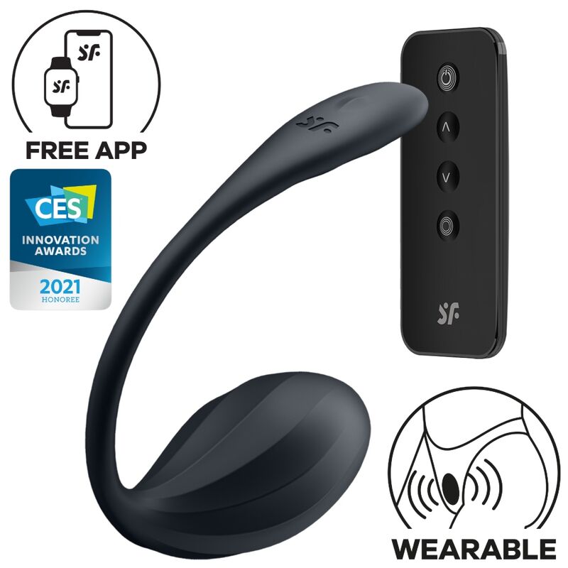SATISFYER - RIBBED PETAL STIMOLATORE PUNTO G TELECOMANDO NERO APP GRATUITA - SATISFYER PARTNER | Lingerie Harness Boutique