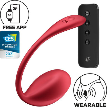 SATISFYER - SHINY PETAL STIMOLATORE CON TELECOMANDO G-POINT ROSSO APP GRATUITA - SATISFYER PARTNER | Lingerie Harness Boutique