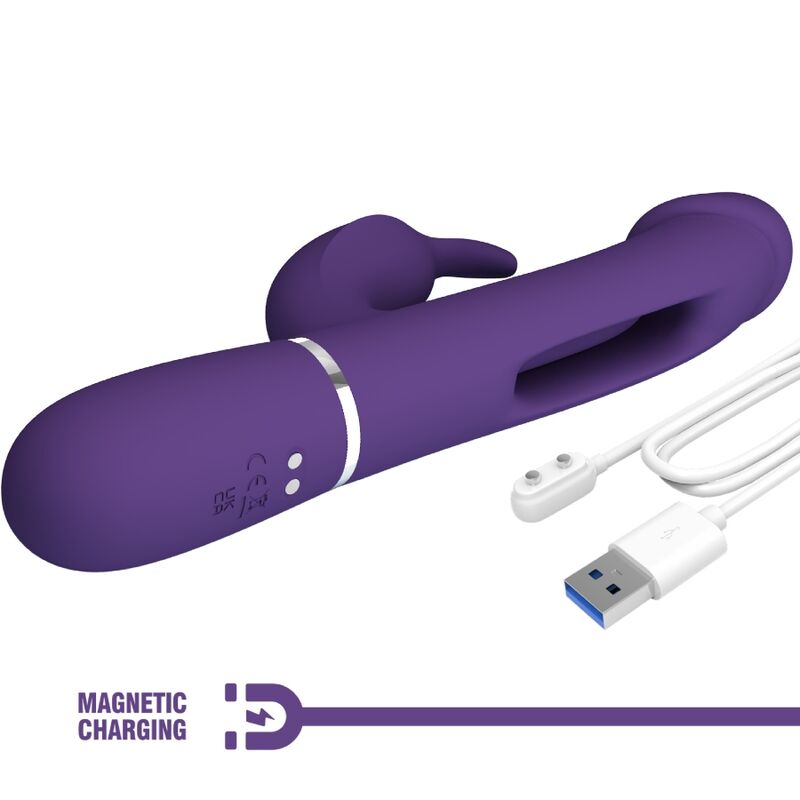 PRETTY LOVE - KAMPAS RABBIT 3 IN 1 MULTIFUNCTIONAL VIBRATOR WITH PURPLE TONGUE